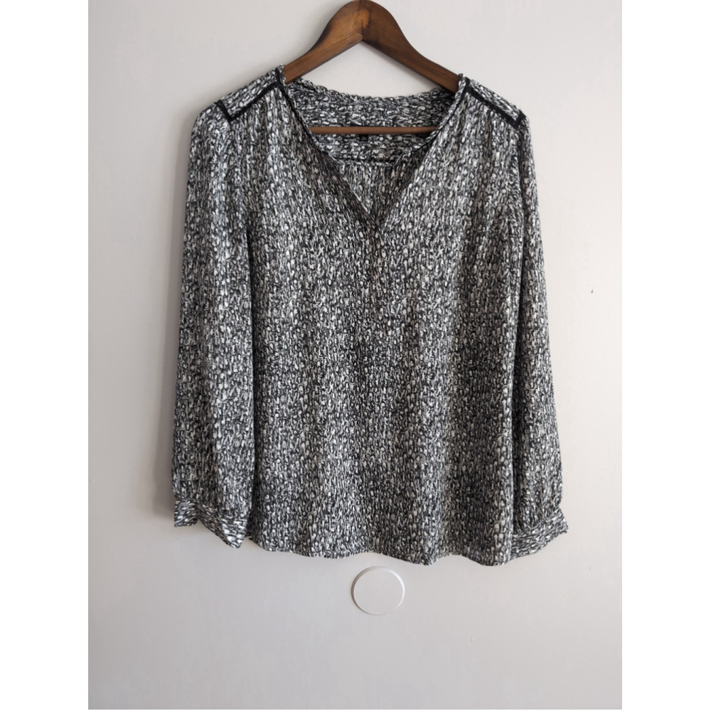 Talbot Petite Gray Snake Print 3/4 Sleeve Top Women Sz Lp Chiffon Office Career